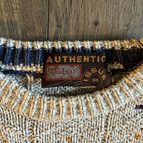Vintage‎ 90s Authentic Issue Knit Sweater Adult XXL 2XL Men off White Made USA - Picture 3 of 4